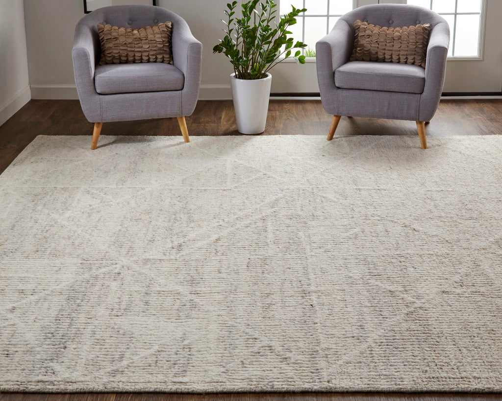 Alford Modern Solid Ivory Tan Area Rug (8'6" x 11'6" / Pattern 1)