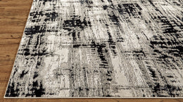 Micah Modern Abstract Black White Gray Area Rug (8' x 10')