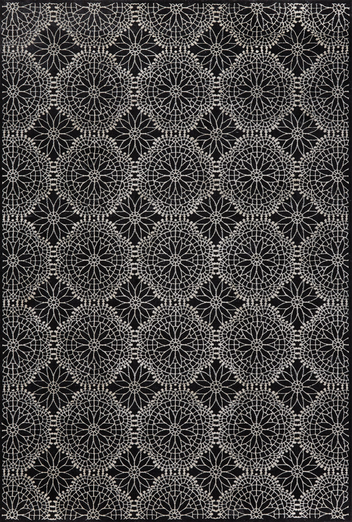 Azeri Transitional Damask Black White Area Rug (10' x 13'2")