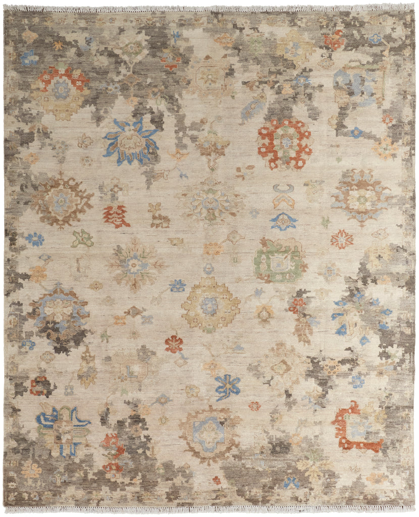 Noris Transitional Floral Botanical Ivory Tan Taupe Area Rug (5'6" x 8'6")