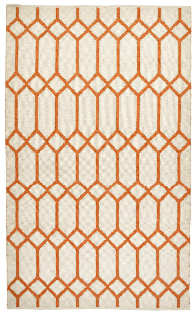 Coastal Layers Transitional Geometric Ivory Orange Area Rug (7'6" x 9'6")