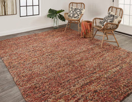 Berkeley Transitional Abstract Brown Orange Red Area Rug (8' x 11')