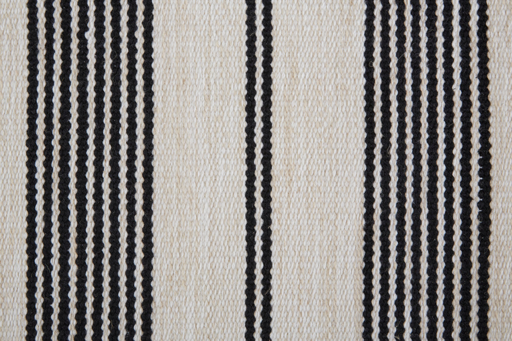 Duprine Transitional Stripes Black White Ivory Area Rug (5' x 8')