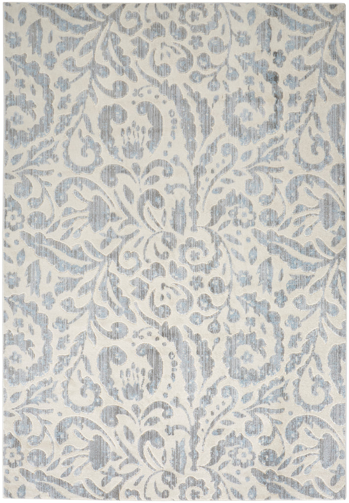 Milton Modern Floral Botanical Blue Ivory Tan Area Rug (10'2" x 13'9")