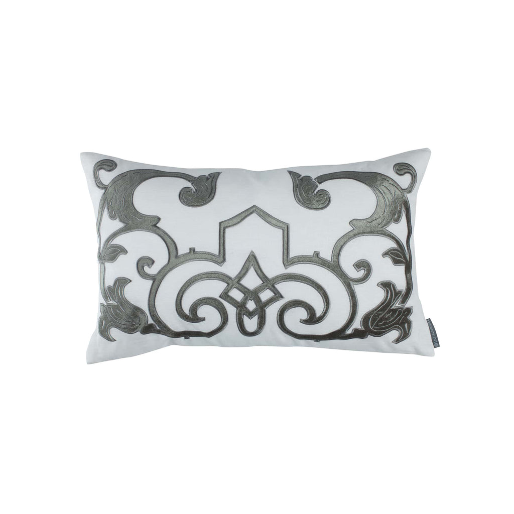 Mozart Small Rectangular Pillow White Silver 14X22