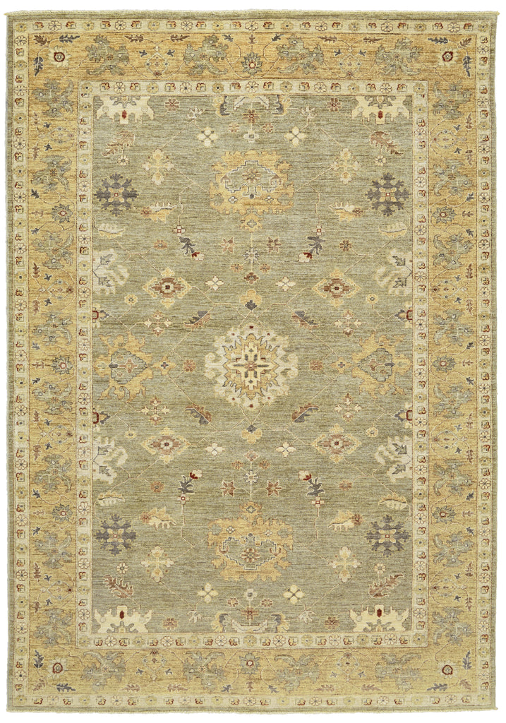 Adolphus Traditional Medallion Gold Green Brown Area Rug (5'6" x 8'6")