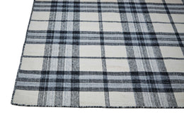 Crosby Transitional Plaid Ivory Blue Black Area Rug (8' x 10')