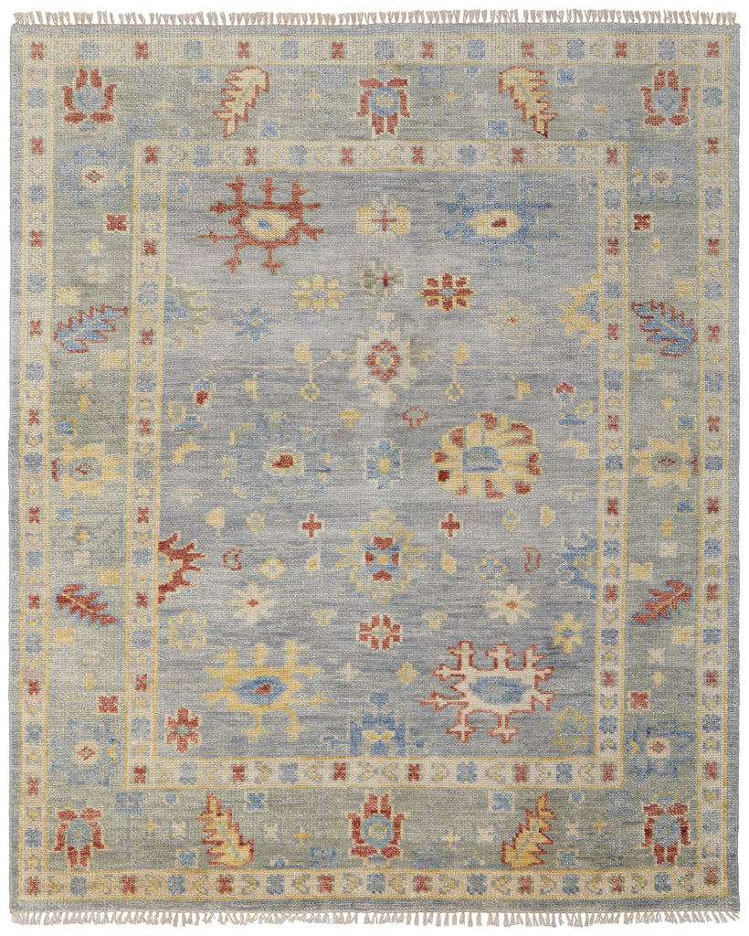 Fillmore Traditional Floral Botanical Blue Taupe Gray Area Rug (10' x 14')