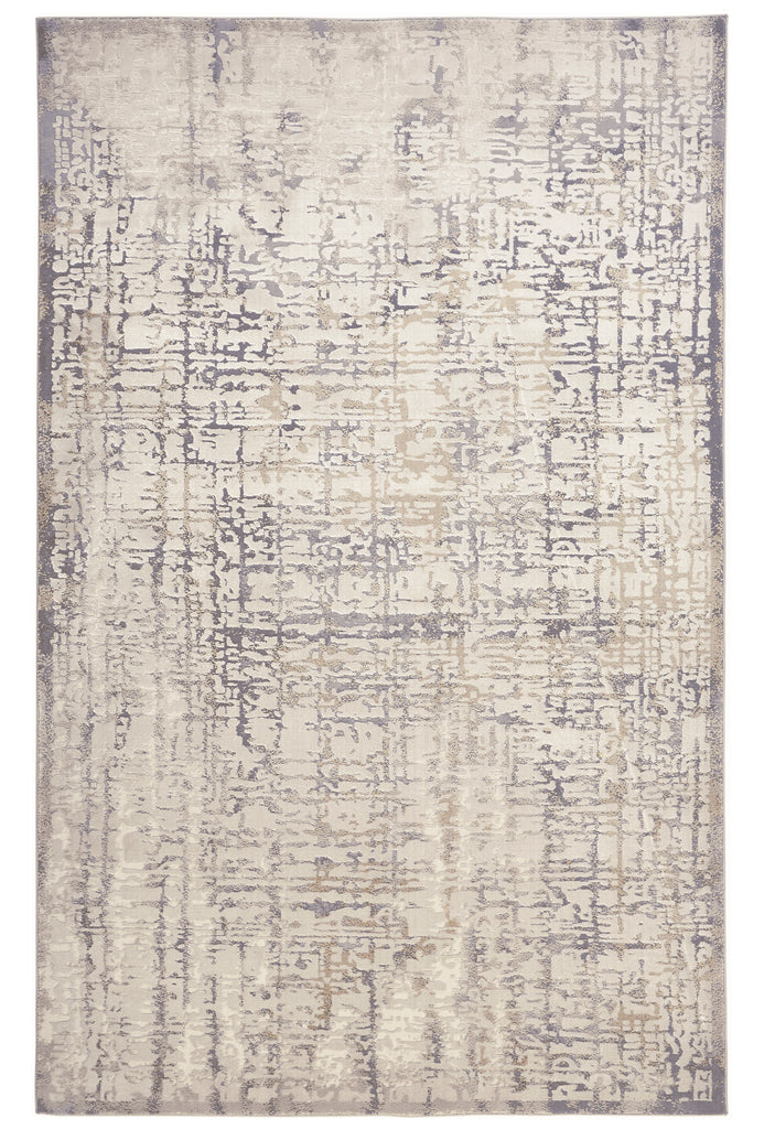 Waldor Modern Abstract Ivory Gray Area Rug (6'7" x 9'6")