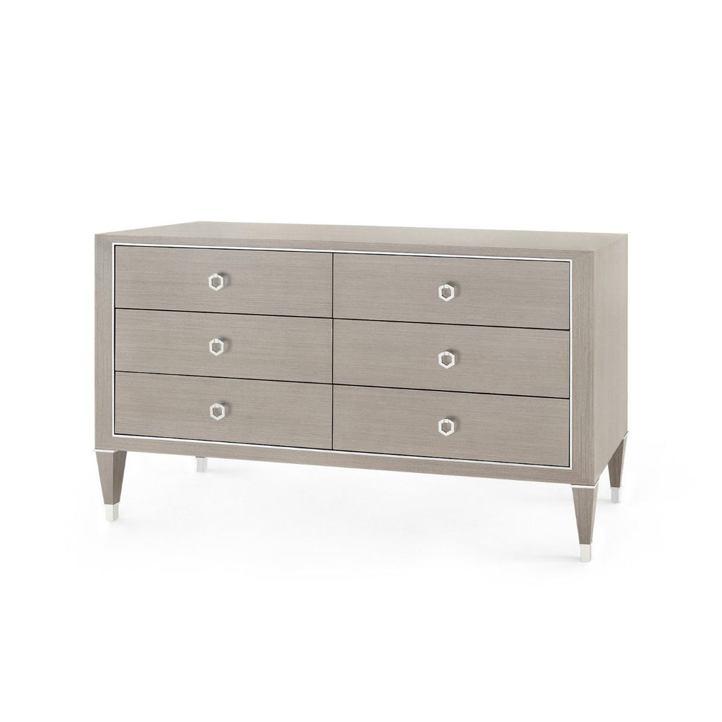 Morris Extra Large 6-Drawer - Taupe Gray and Nickel