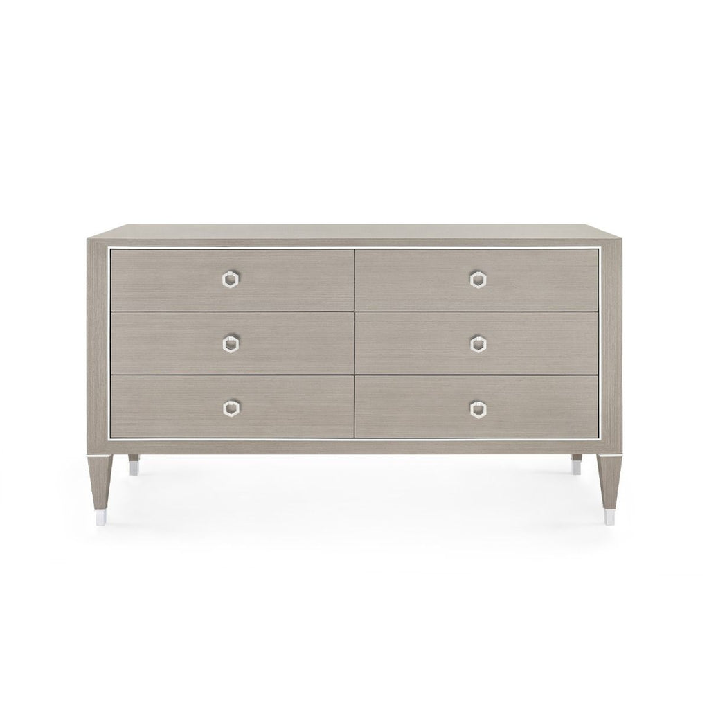 Morris Extra Large 6-Drawer - Taupe Gray and Nickel