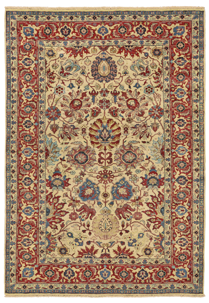 Anoosha Traditional Persian Ivory Red Blue Area Rug (7'9" x 9'9")