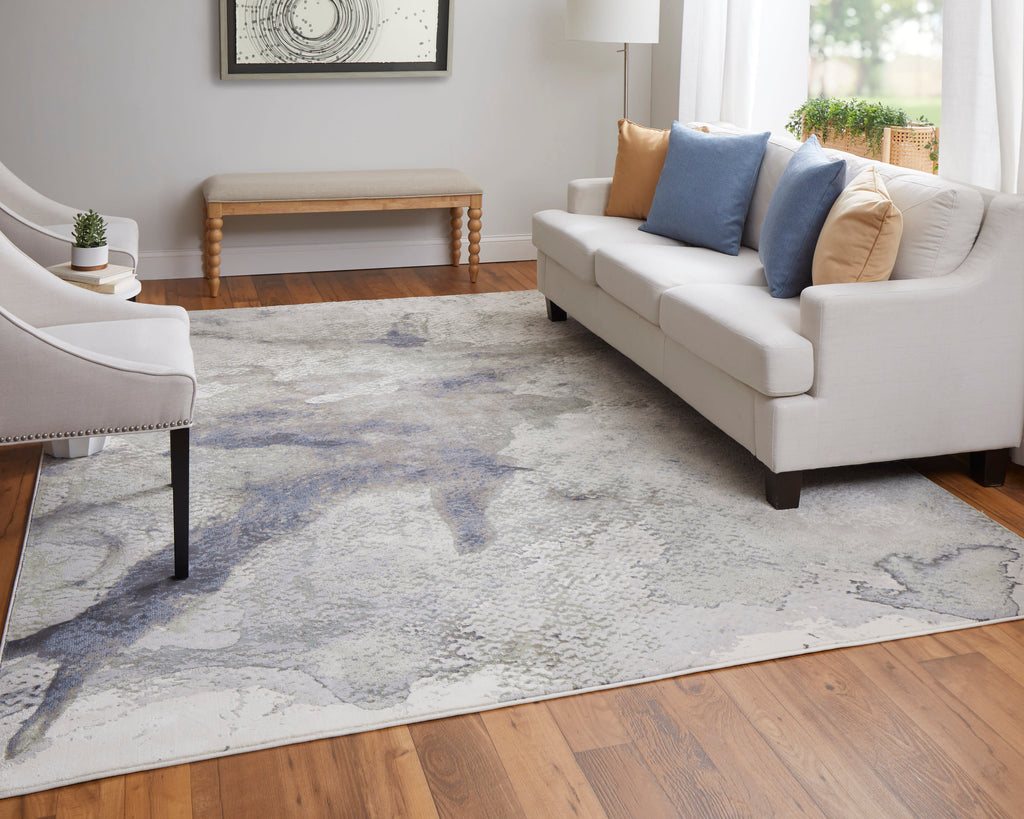 Clio Modern Abstract Taupe Brown Black Area Rug (12' x 15')