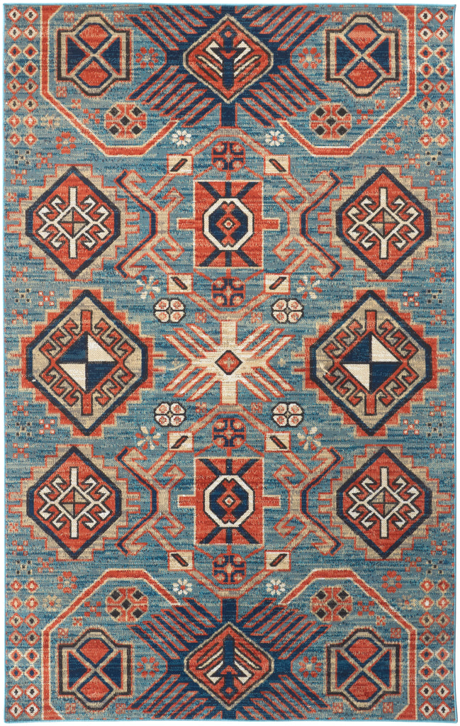 Nolan Transitional Southwestern Blue Red Tan Area Rug (7'9" x 10'6")