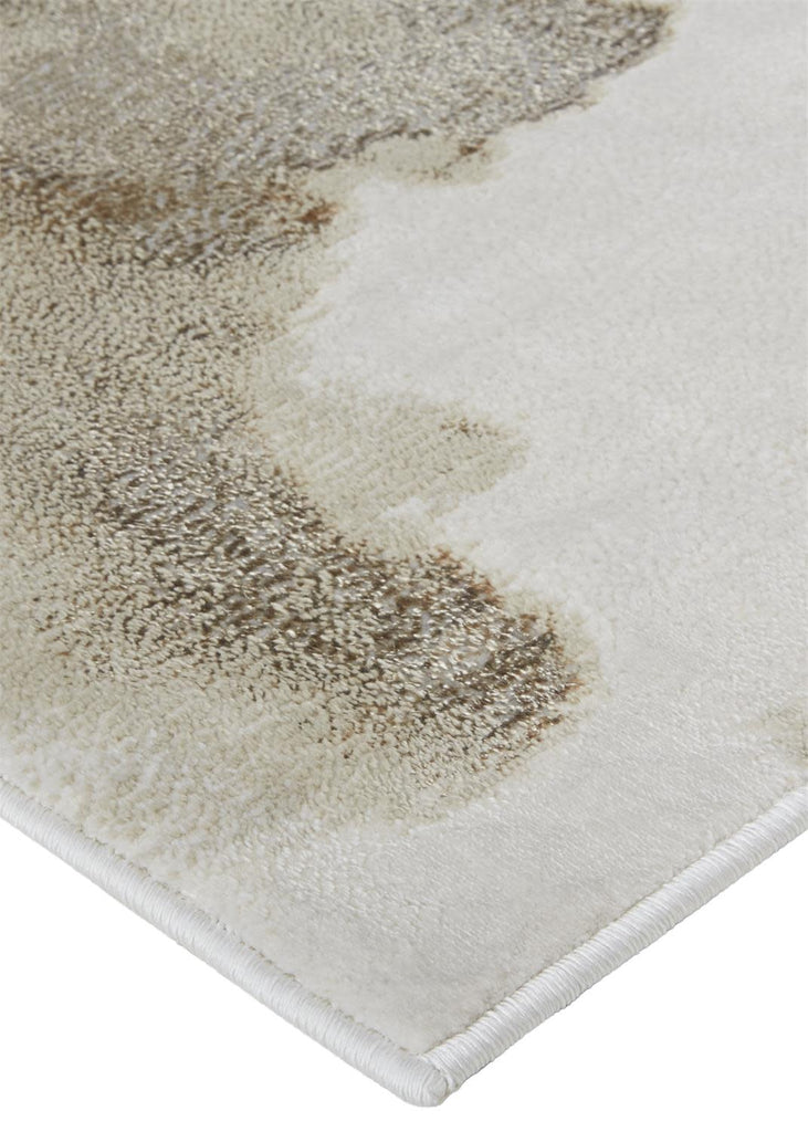 Aura Modern Abstract Ivory Tan Gray Area Rug (6'7" x 9'6")