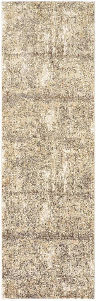 Parker Transitional Abstract Tan Ivory Brown Area Rug (2'6" x 8' / Pattern 2)