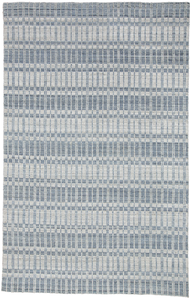 Odell Transitional Geometric Blue Gray Ivory Area Rug (7'3" x 9'3")