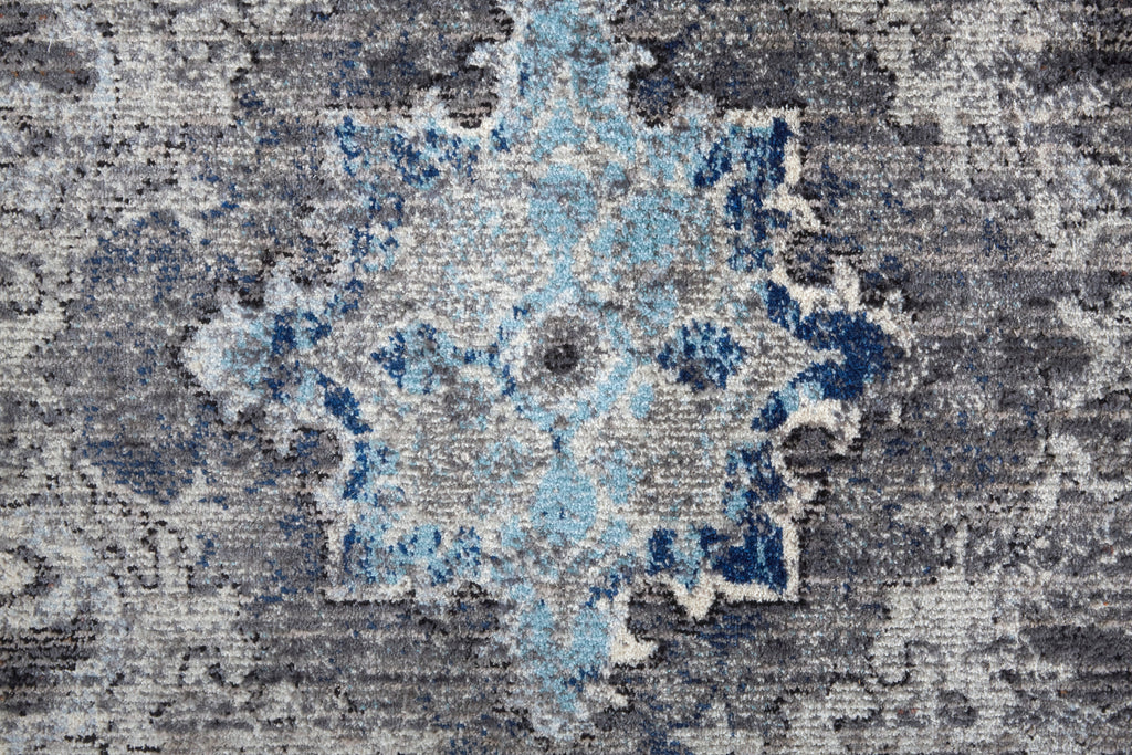 Bellini Transitional Damask Ivory Taupe Blue Area Rug (7'10" x 10'10")