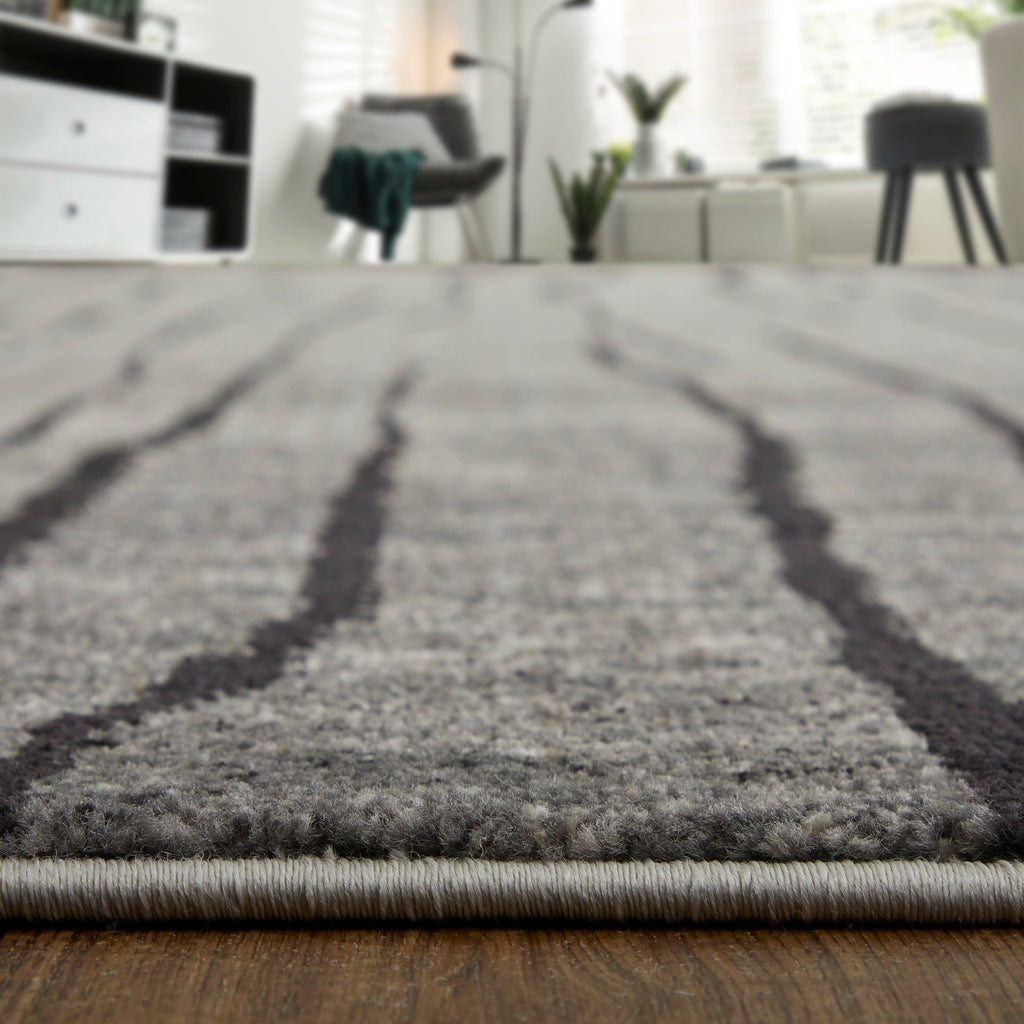 Kano Transitional Abstract Gray Black Taupe Area Rug (5'3" x 7'6")