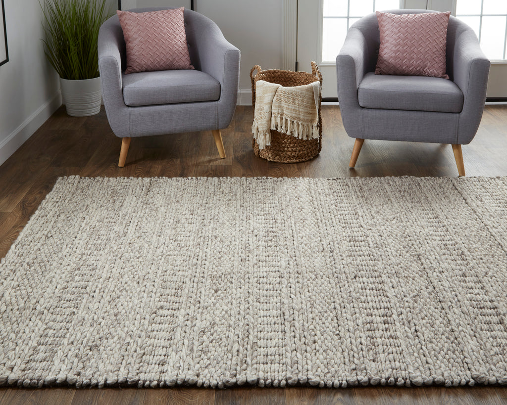 Berkeley Transitional Geometric Ivory Gray Tan Area Rug (5' x 8')