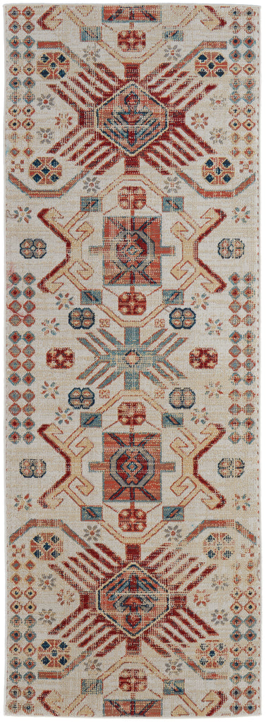 Nolan Transitional Southwestern Ivory Red Tan Area Rug (2'10" x 7'10")