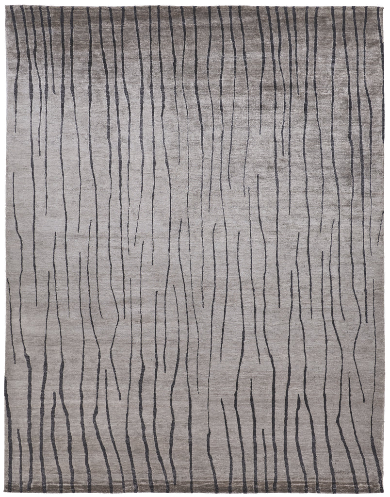 Mambasa Modern Abstract Taupe Black Gray Area Rug (8'6" x 11'6")