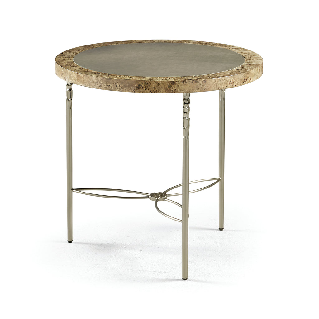 Reimagined Fulgurite Round Side Table w/Brass Base