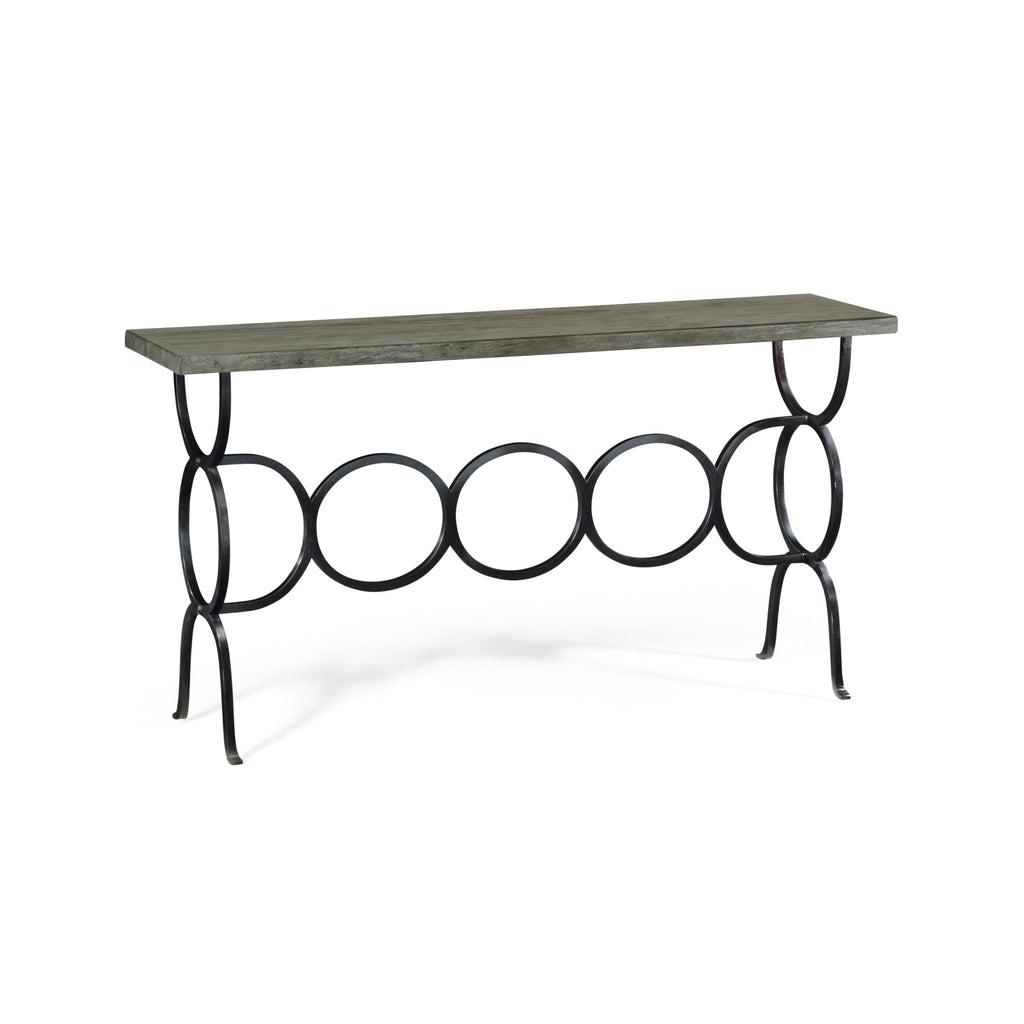 Casual Accents Dark Antique Grey Iron Base Console Table