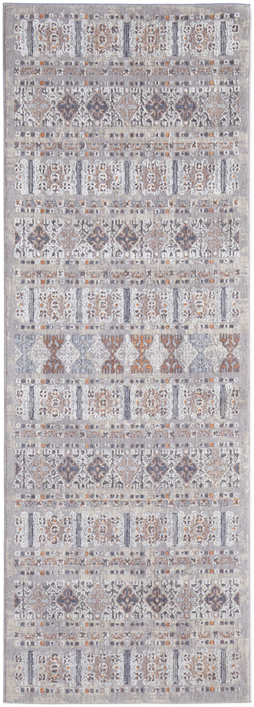 Francisco Transitional Oriental Orange Gray White Area Rug (2'10" x 8')