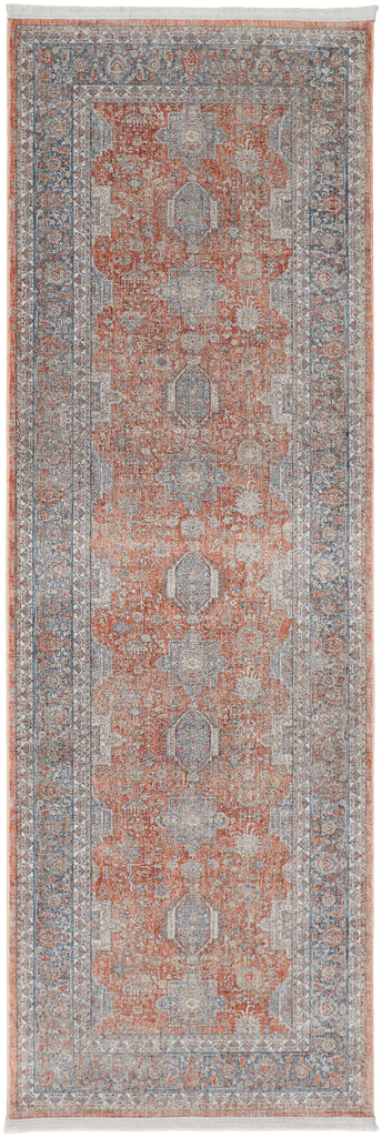 Marquette Transitional Oriental Red Orange Blue Area Rug (2'8" x 10')