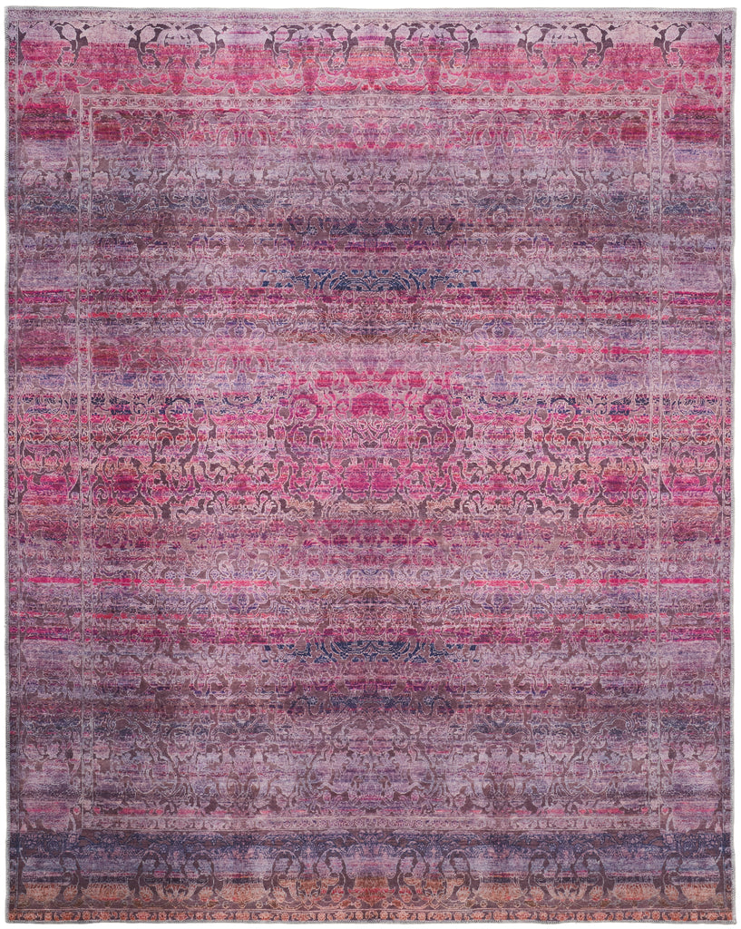 Voss Transitional Distressed Pink Purple Area Rug (10'6" x 14')