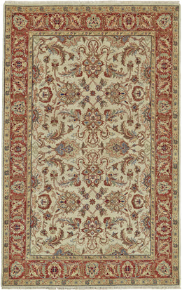 Faulkner Traditional Medallion Ivory Tan Red Area Rug (10' x 10')