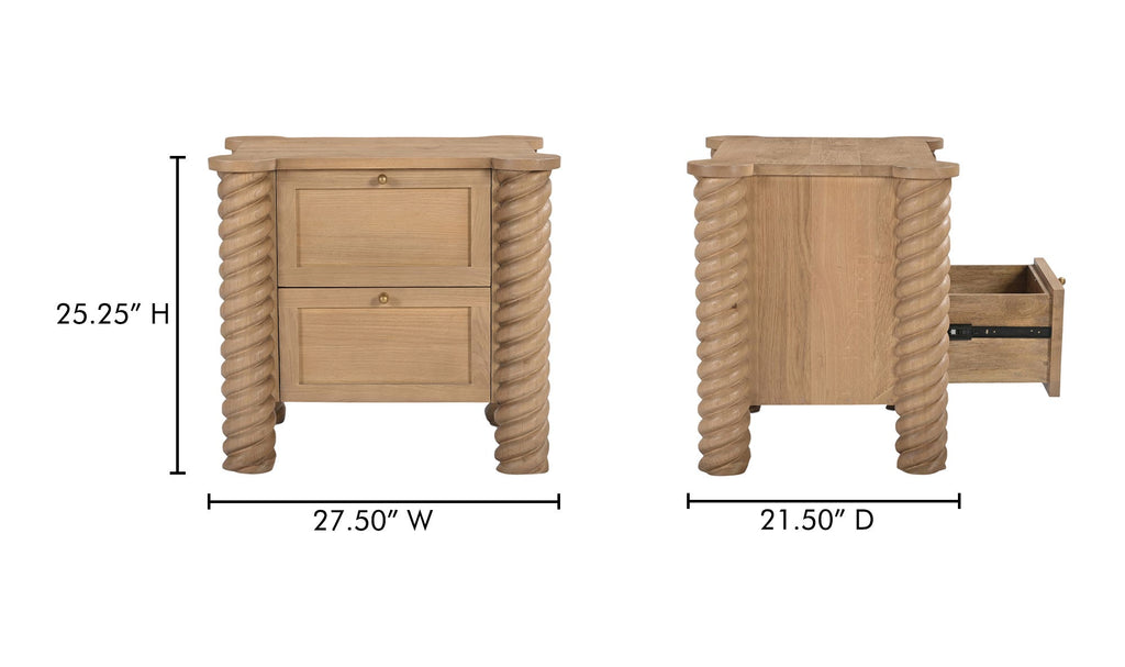 Treccia 2 Drawer Nightstand Oak