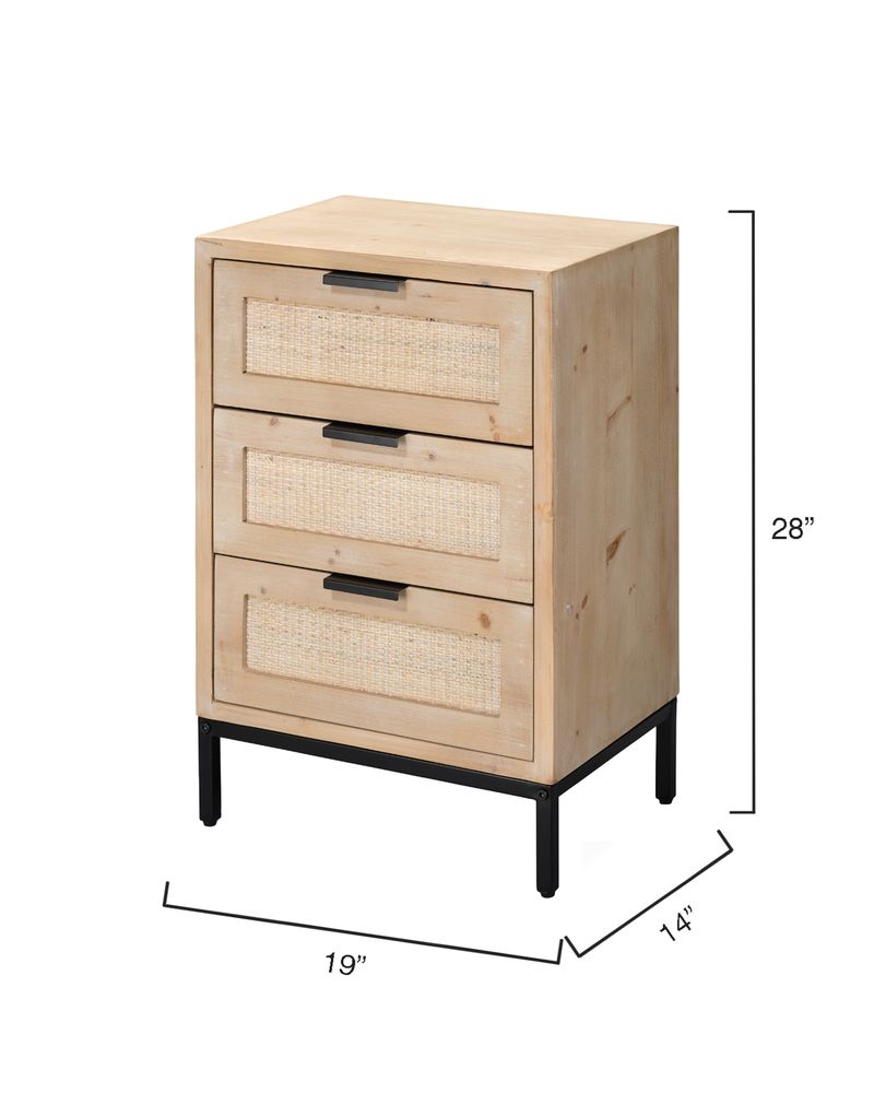 Reed 3 Drawer Side Table-Brown