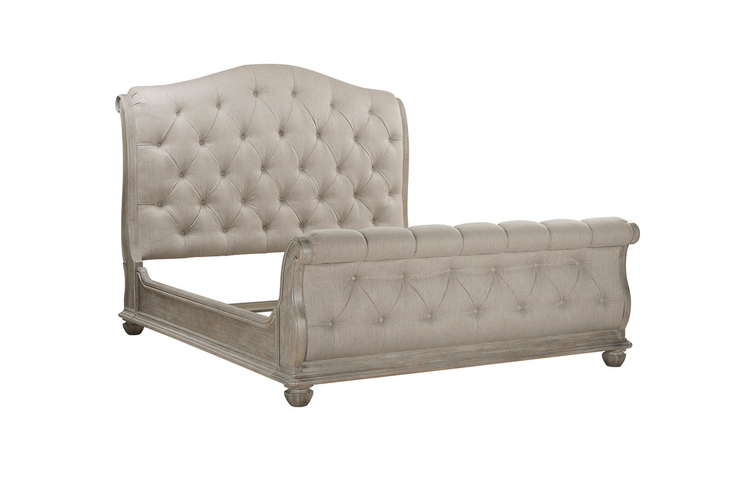 Summer Creek Shoals Upholstered Tufted Sleigh Bed