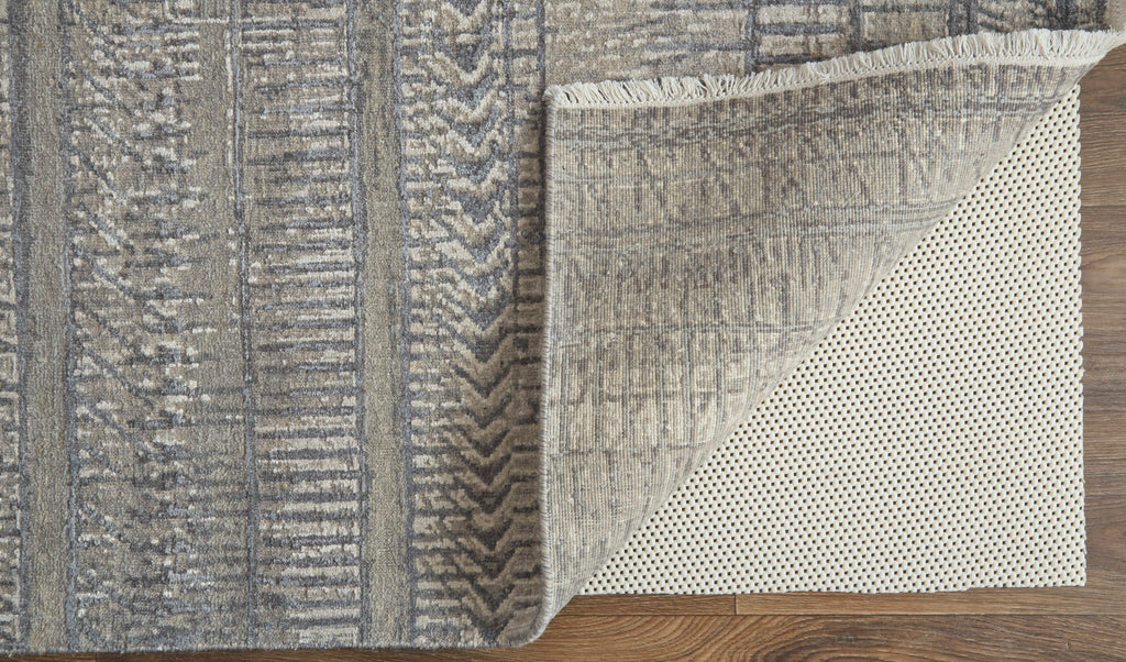 Lombardy Modern Abstract Taupe Ivory Gray Area Rug (4' x 6')