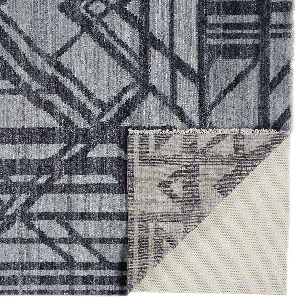 Vivien Modern Geometric Gray Blue Area Rug (8' x 10')