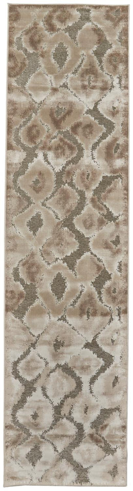 Saphir Zam Modern Abstract Ivory Gray Taupe Area Rug (5'3" x 7'6")