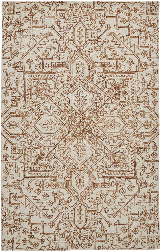 Belfort Transitional Medallion Ivory Brown Area Rug (9' x 12')