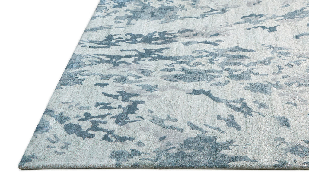 Dryden Transitional Abstract Blue Green Silver Area Rug (3'6" x 5'6")