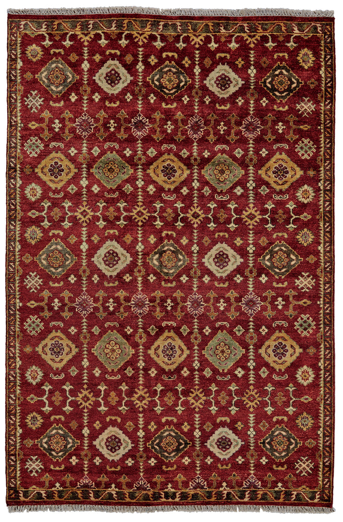 Ashi Transitional Diamond Red Brown Area Rug (2' x 3')