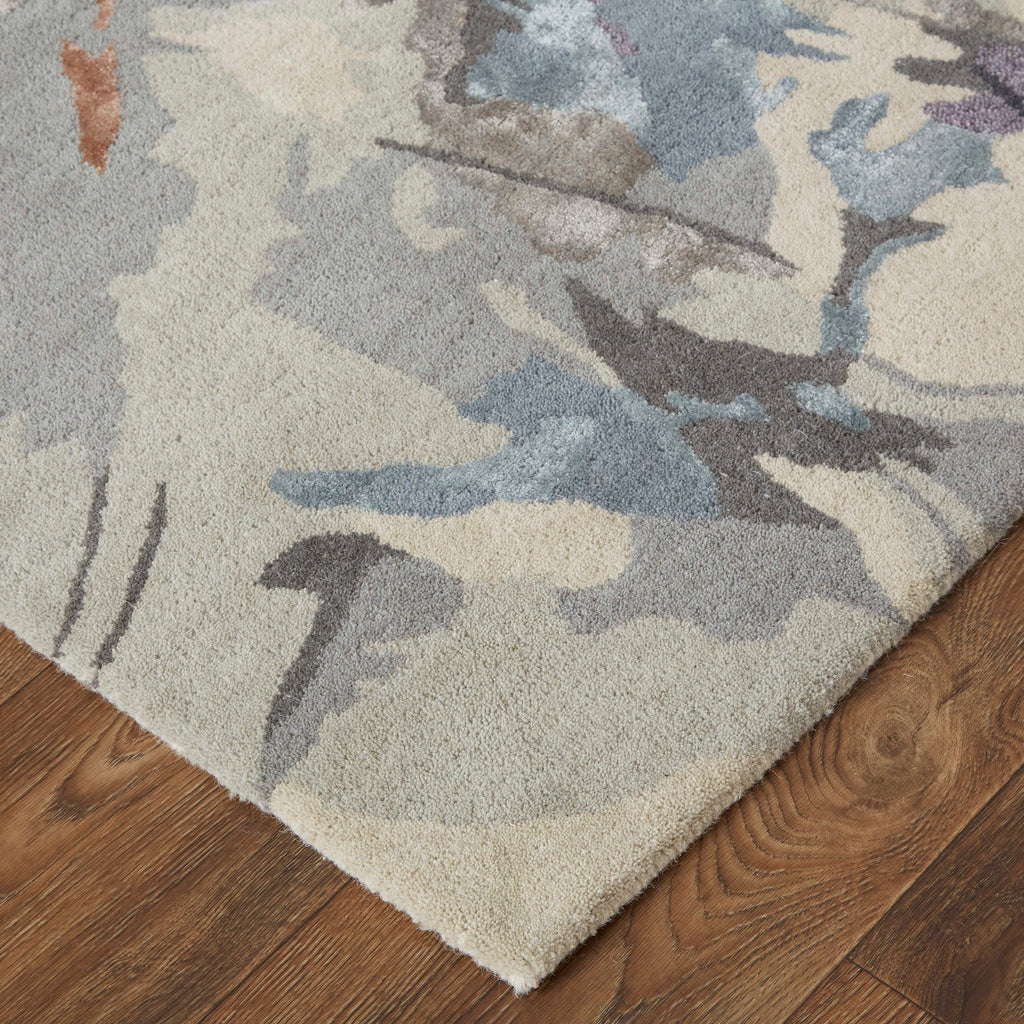 Dafney Transitional Floral Botanical Gray Blue Orange Area Rug (5' x 8')