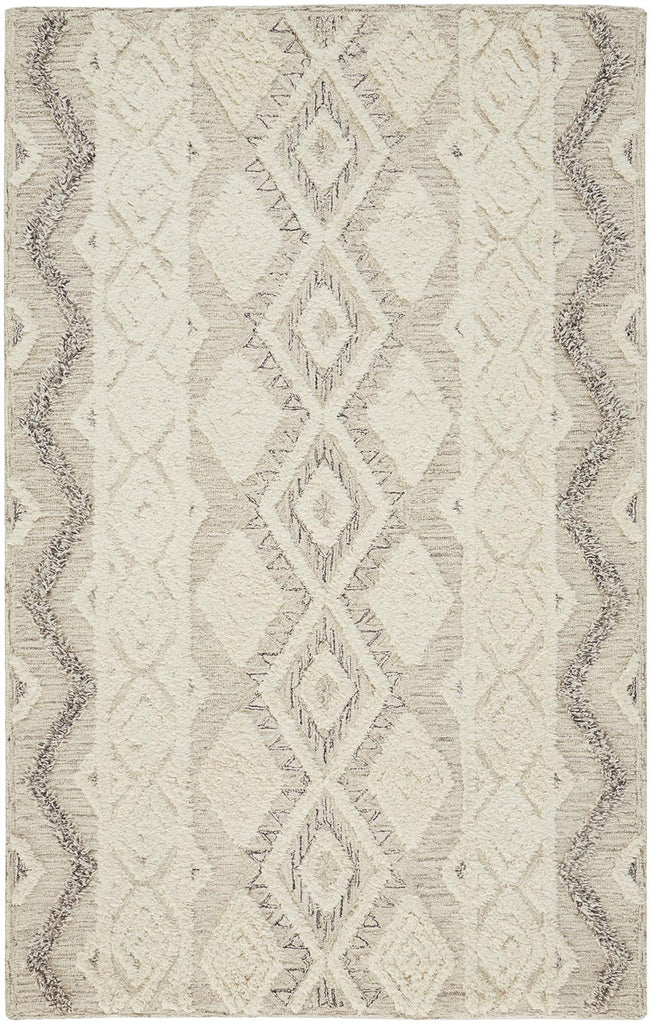 Anica Transitional Geometric Ivory Taupe Gray Area Rug (10' x 14')