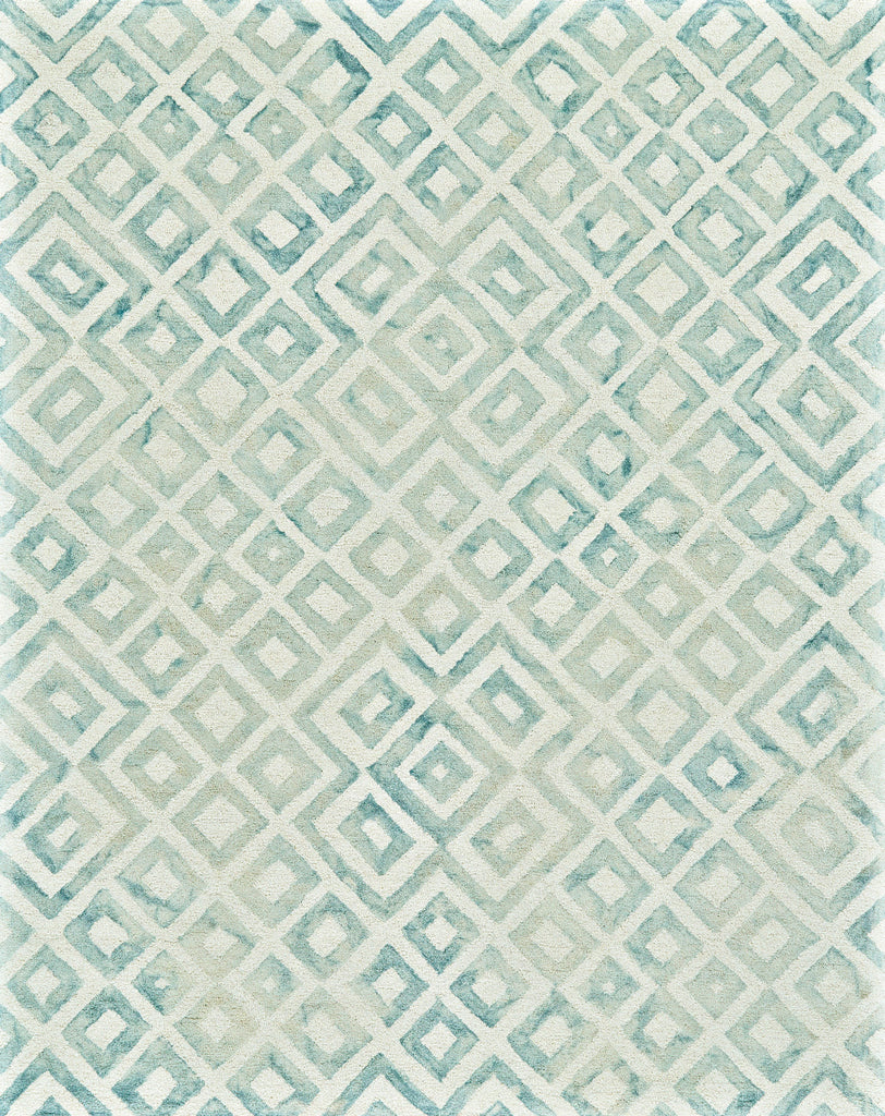 Lorrain Modern Diamond Ivory Green Gray Area Rug (5' x 8')