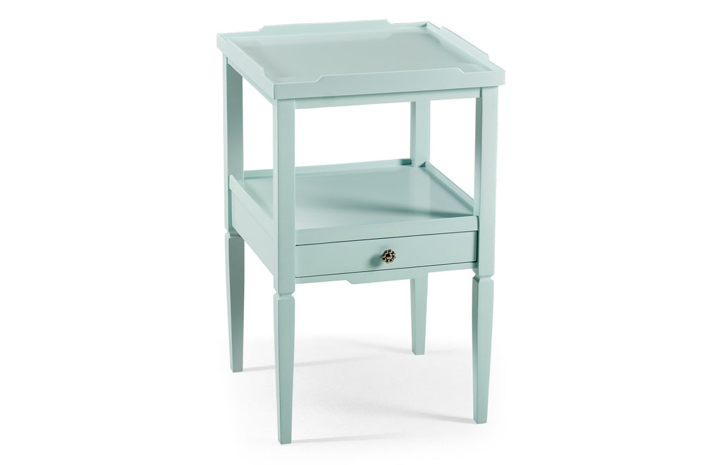 Reimagined Remanence Small Blue Square Table with Drawer