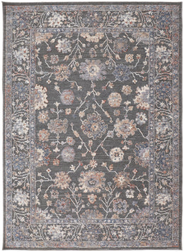 Thackery Transitional Oriental Taupe Blue Orange Area Rug (2'7" x 7'10")