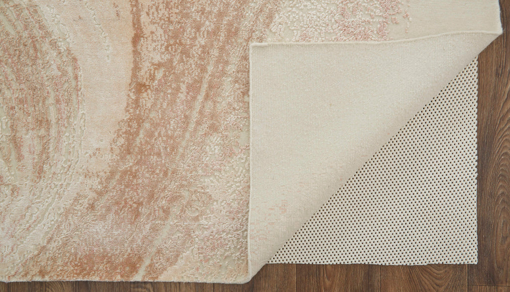 Montfort Modern Abstract Pink Tan Ivory Area Rug (8'6" x 11'6")