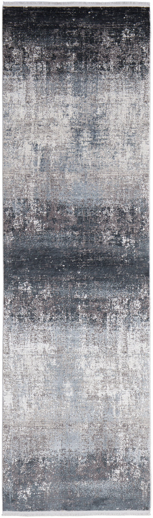 Cadiz Modern Abstract Gray Black Silver Area Rug (3'1" x 10')