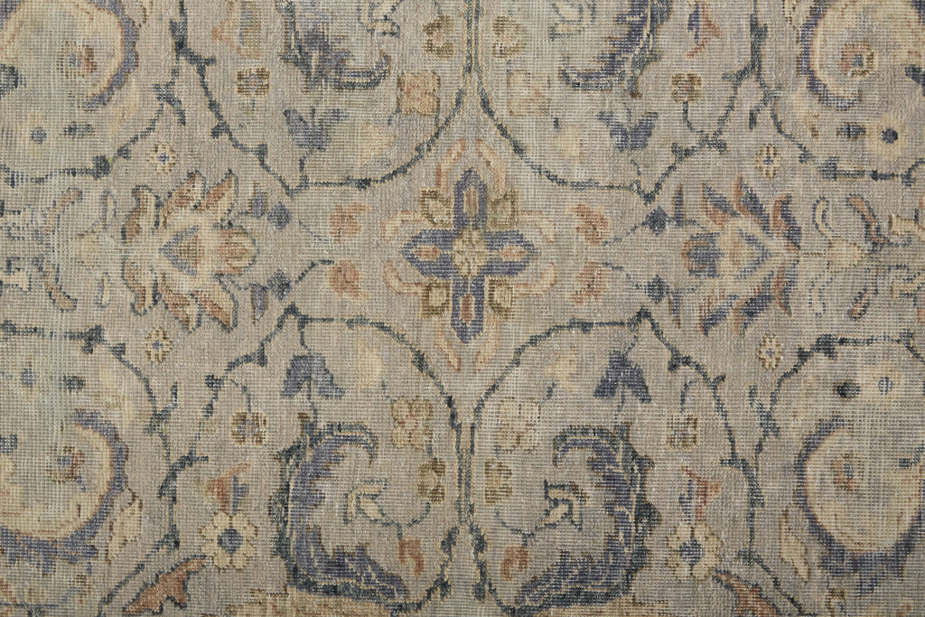 Marabel Traditional Damask Tan Blue Gray Area Rug (7'9" x 9'9")