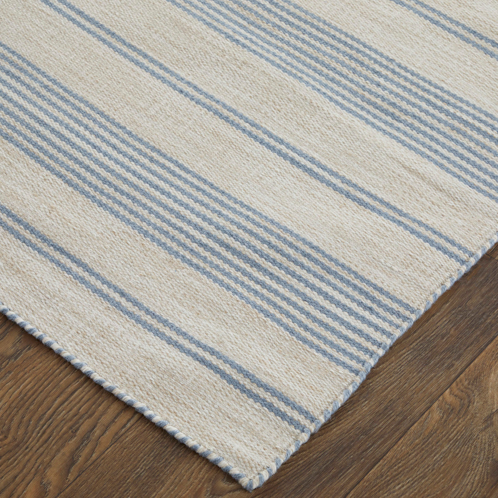 Duprine Transitional Stripes Blue Ivory Tan Area Rug (2' x 3')